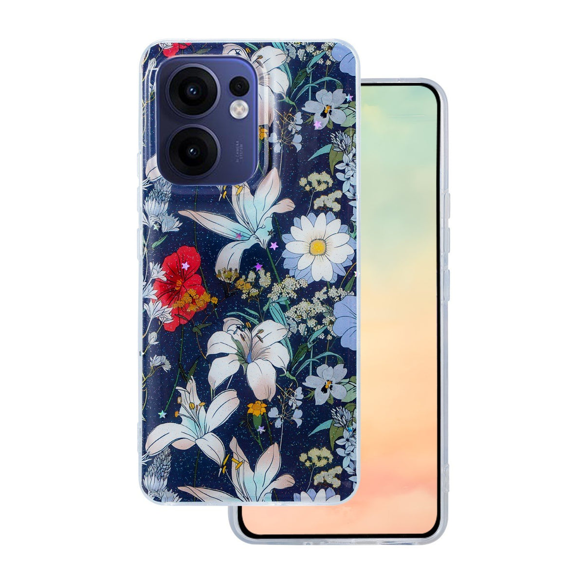 Glow Glam maciņš Oppo Reno 13F 5G (globāls) / 13FS 5G, zils