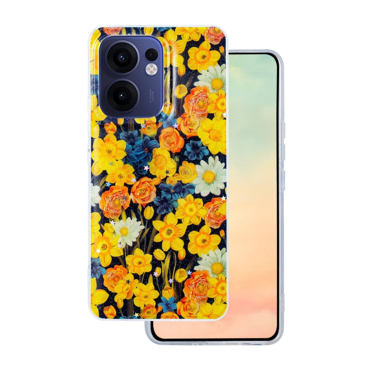 Glow Glam maciņš Oppo Reno 13F 5G (globāls) / 13FS 5G, oranžs