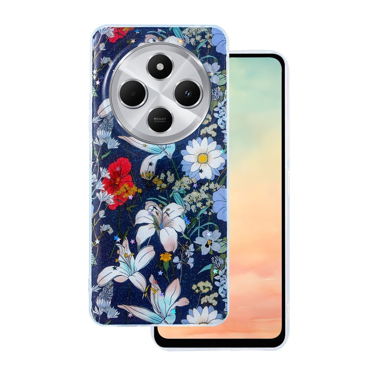 Glow Glam vāciņš Xiaomi Redmi 14C 4G / 14C 5G / POCO C75 / Redmi 17C 4G, zils