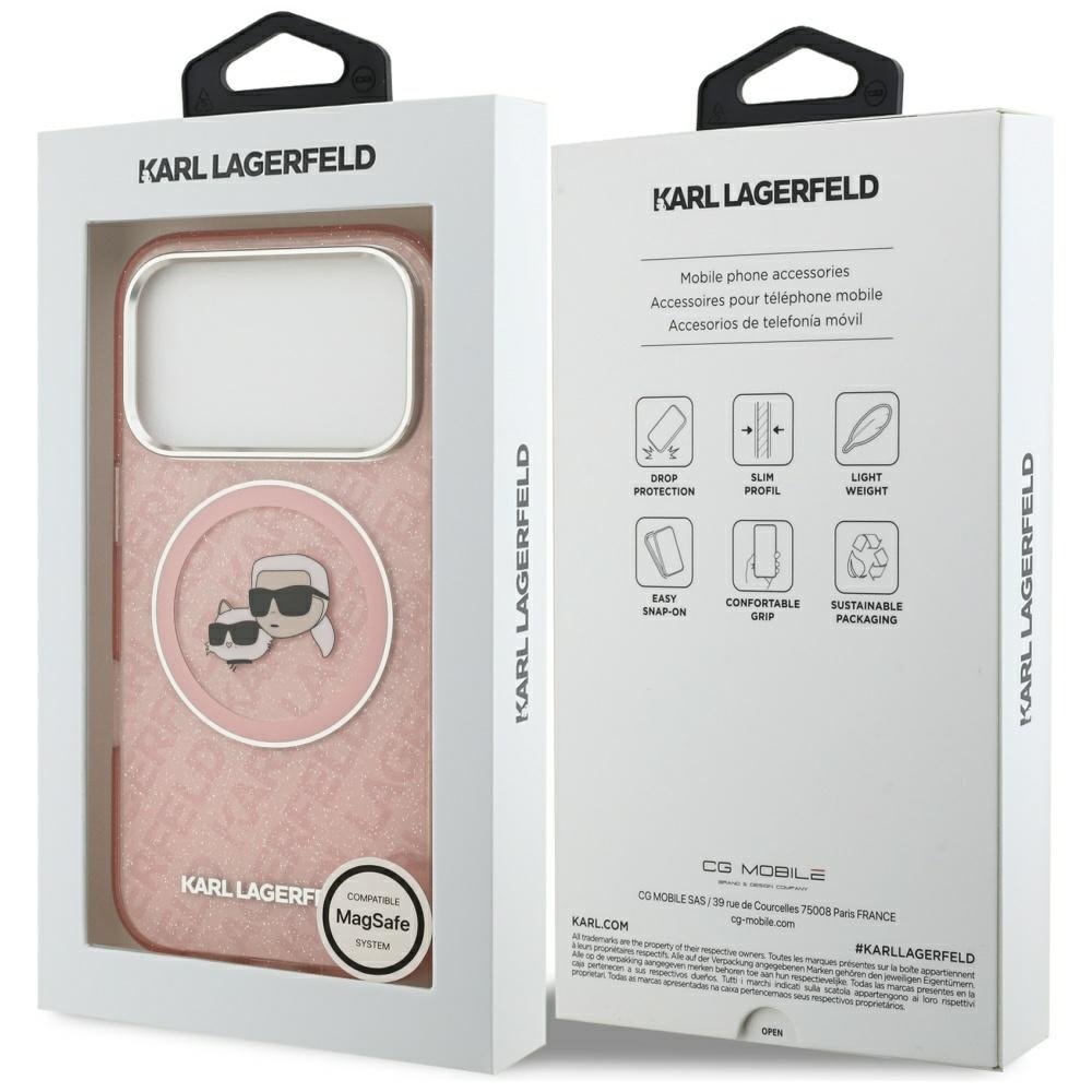 Karl Lagerfeld MagSafe vāciņš iPhone 17 Pro rozā