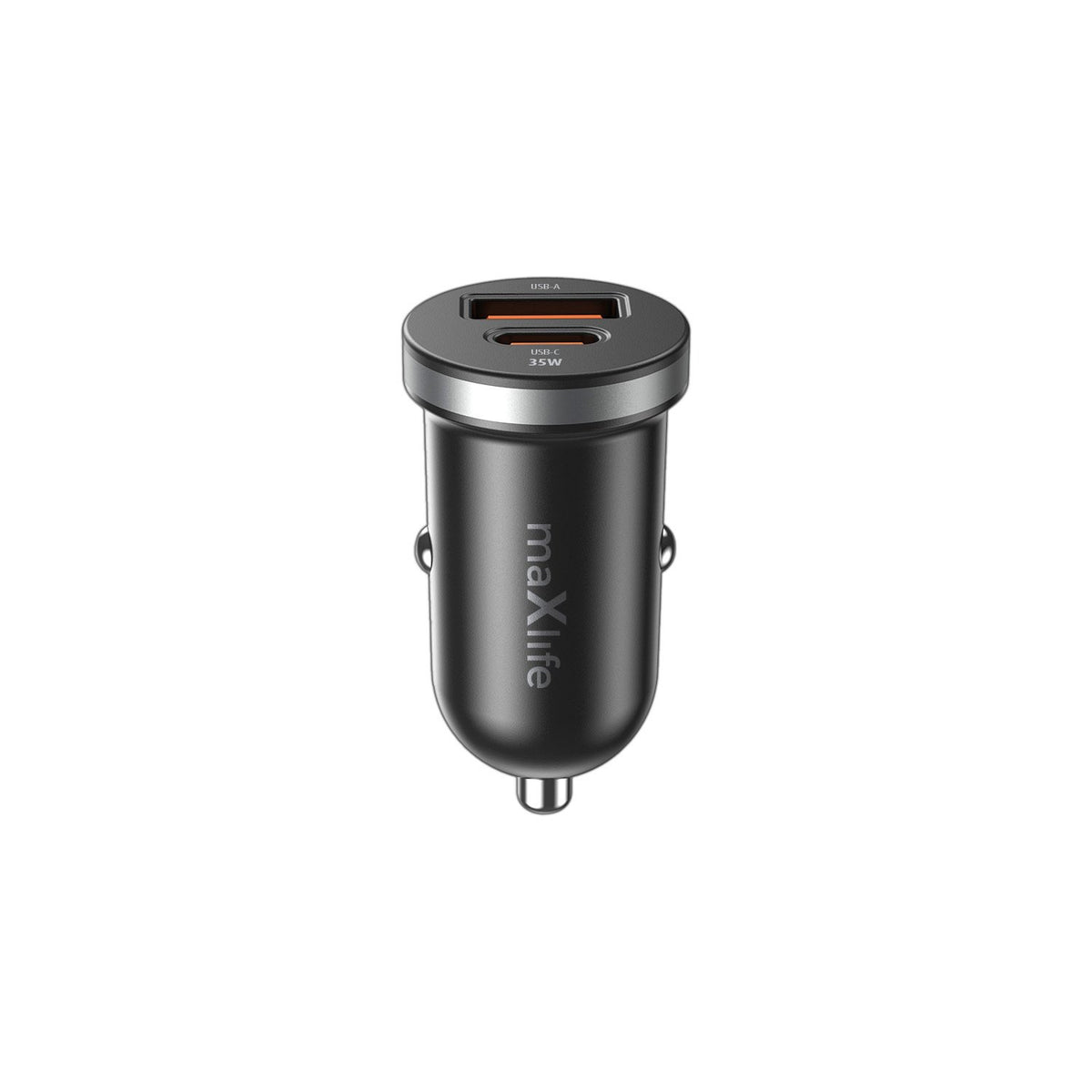 Maxlife MXCC-05 PD QC automašīnas lādētājs 1x USB-C 1x USB 35W melns