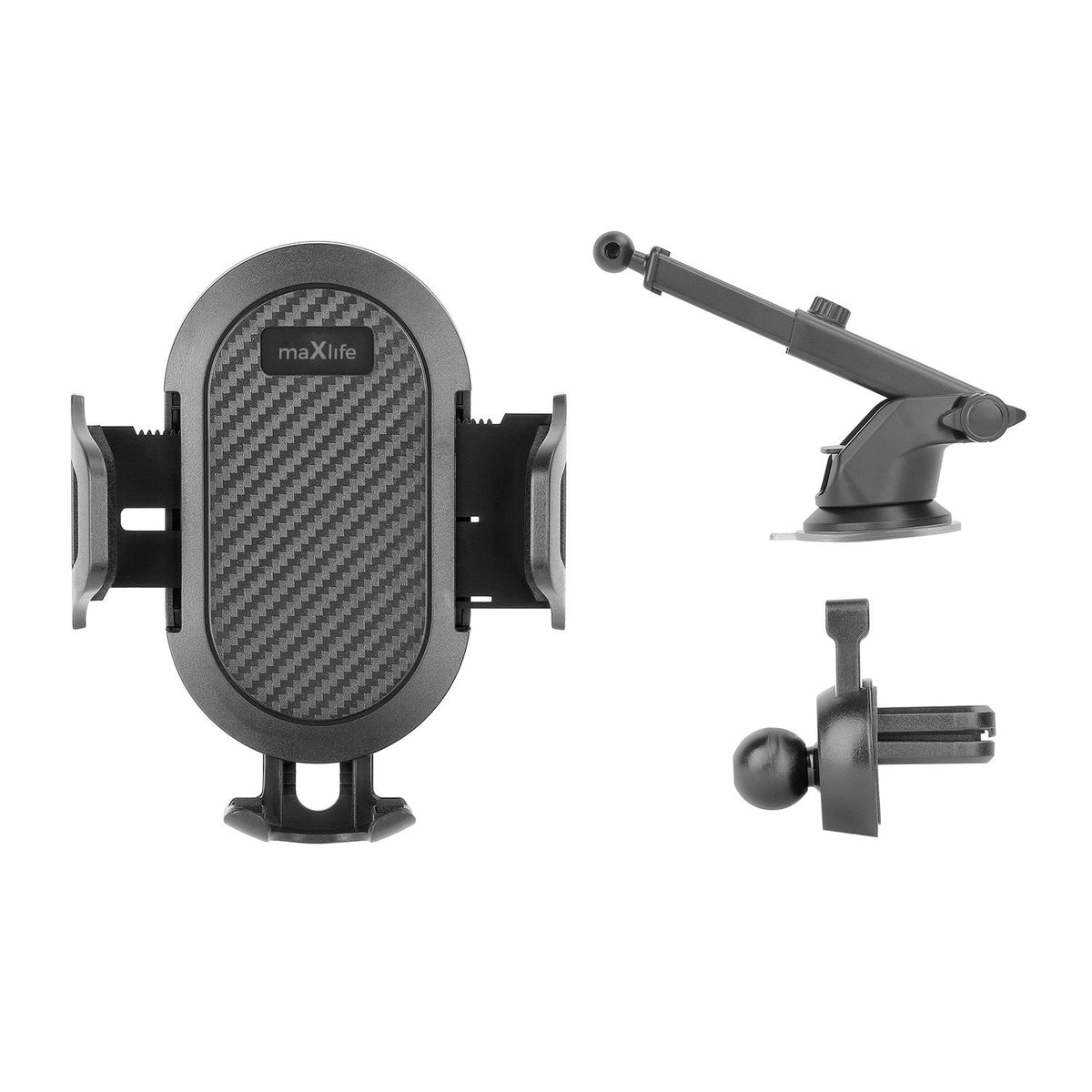 Maxlife universāls auto turētājs vējstikla un ventilācijas restē MXCH-17, melns