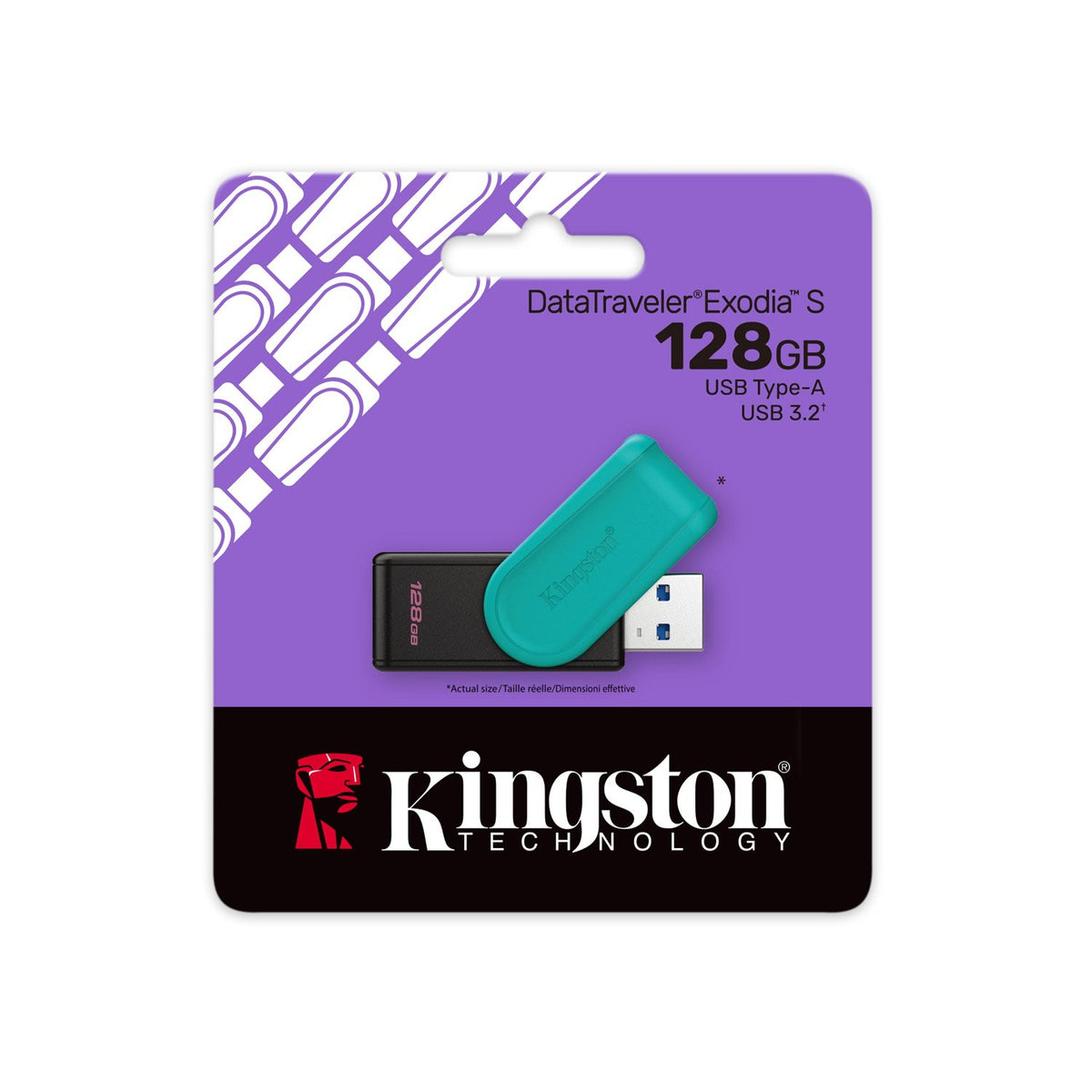 Kingston 128GB pārnēsājama USB 3.2 Gen 1 DataTraveler Exodia S zibatmiņa (melna/tirkīza)