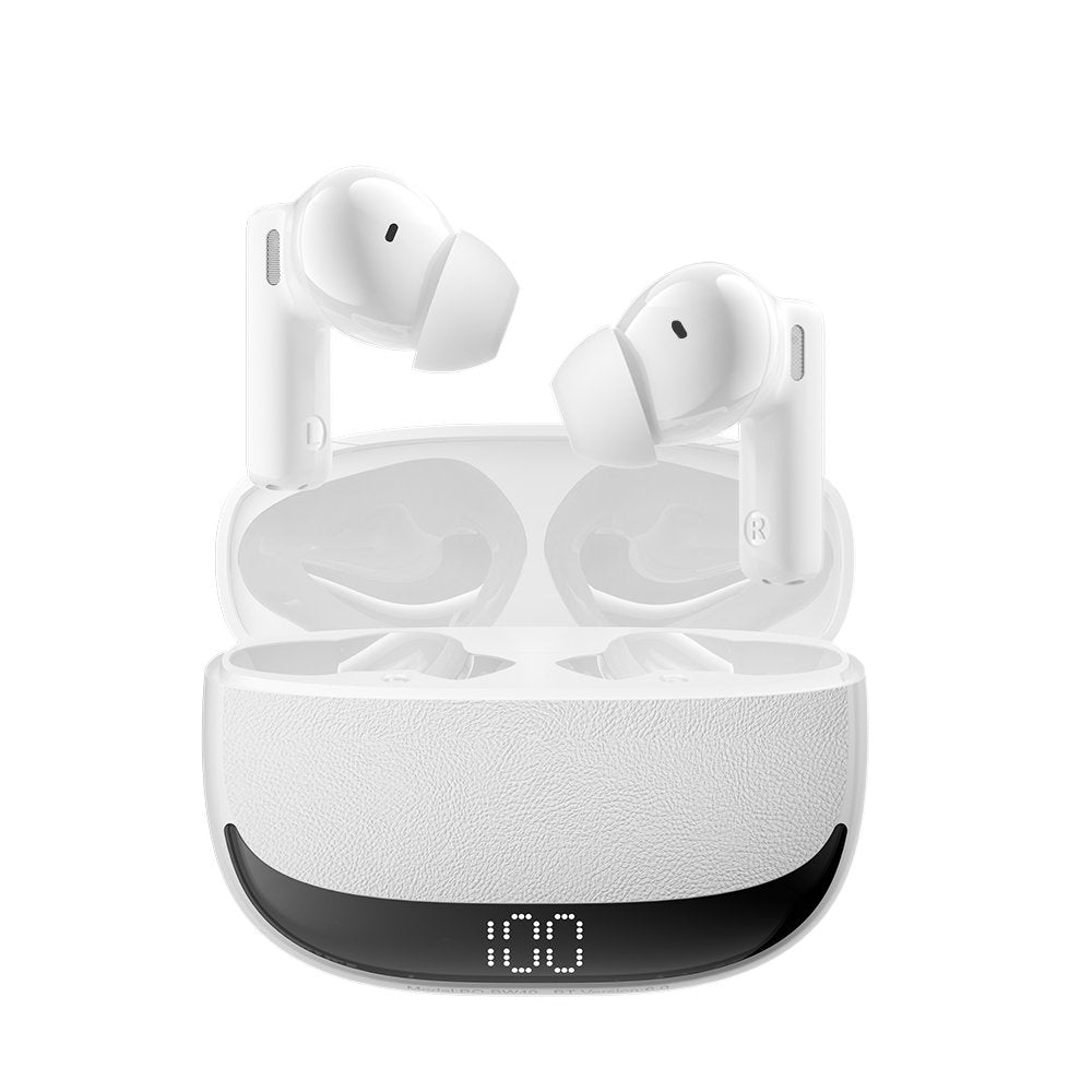 BWOO Bluetooth austiņas BW40 TWS ANC ar LCD displeju, baltas