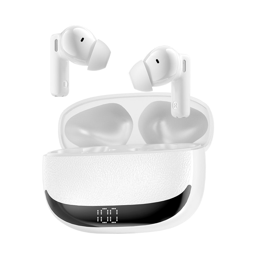 BWOO Bluetooth austiņas BW40 TWS ANC ar LCD displeju, baltas