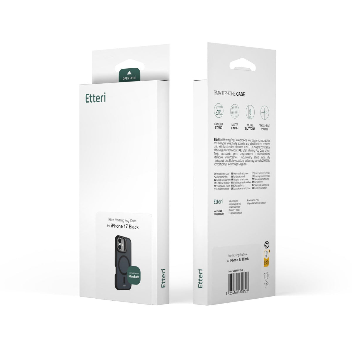 Etteri Morning Fog vāciņš iPhone 13 6,1", melns