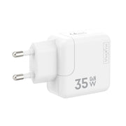 Tīkla lādētājs MX BURST GaN PD 35 W, 2xUSB-C + C/Lightning PD kabelis 20 W balts