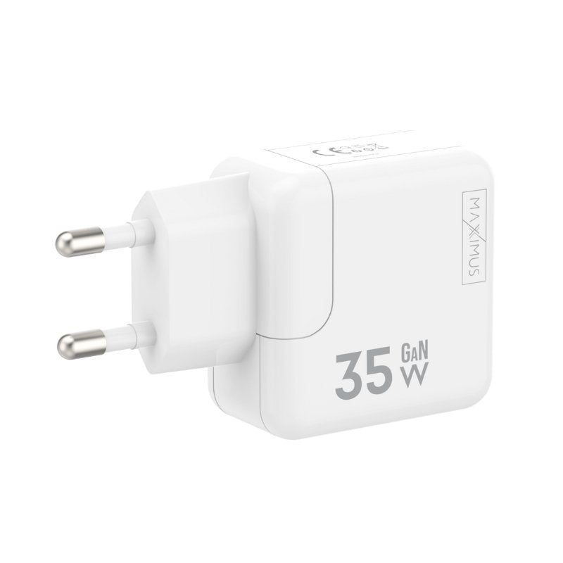 Tīkla lādētājs MX BURST GaN PD 35 W, 2xUSB-C + C/Lightning PD kabelis 20 W balts