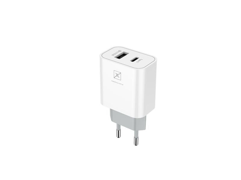 Tīkla lādētājs MX ALFA 20 W PD+QC, USB-A+C + C/C kabelis 20 W PD, balts