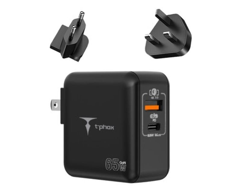 T-Phox tīkla lādētājs Mega T-PP09 GAN PD 65W USB/USB-C, melns