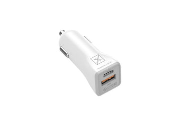 AUTOMAŠĪNAS UZLĀDES IERĪCE MX KAPPA 18 W PD+QC, USB-A+C+ C/C KABELIS 20 W PD, BALTS