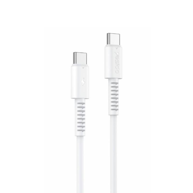 Yesido kabelis CA154 PD 60W TYPE-C/TYPE-C 1M PVC 3A, balts