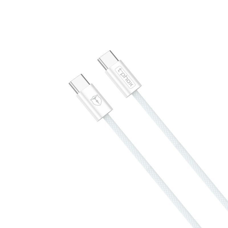 T-Phox kabelis CC15 Series USB-C/USB-C 60W 3A 2M, balts