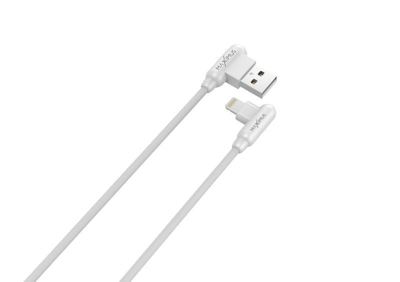 Maxximus kabelis MX Corner Fast Charge Lightning 2.4A/1M, balts Angular