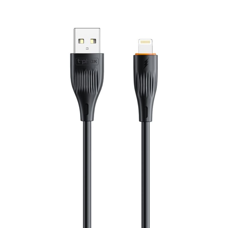 T-Phox kabelis X-lite Lightning melns 1M 3A
