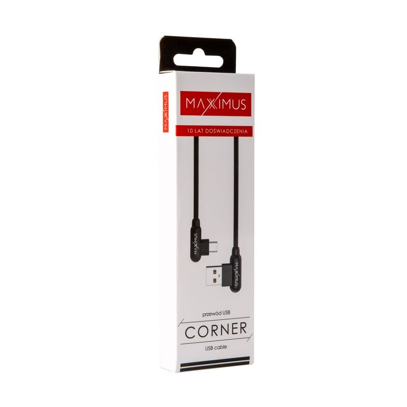 KABELIS MX CORNER FAST CHARGE MICRO USB 2,4 A/1 m/ melns, leņķveida
