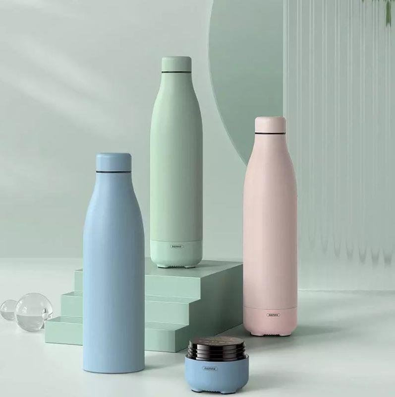 Remax bezvadu Bluetooth skaļrunis Thermos ar 500ML RB-M5 5.0 rozā/rozā