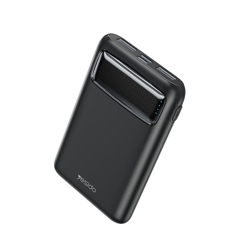 Yesido ārējā baterija YP33 5 000 mAh LED, 2xUSB-A + USB-C, melna