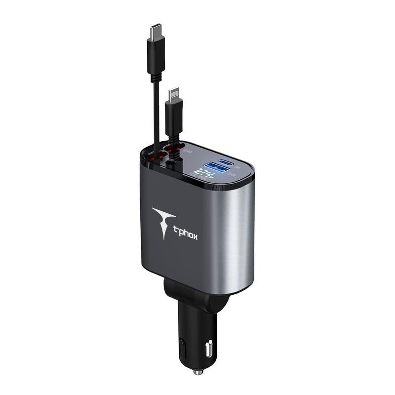 T-Phox auto lādētājs Flexit 4/1 86W, pelēks