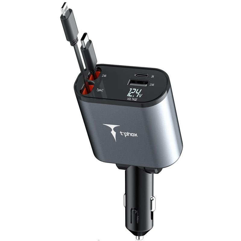 T-Phox auto lādētājs Flexit 4/1 86W, pelēks