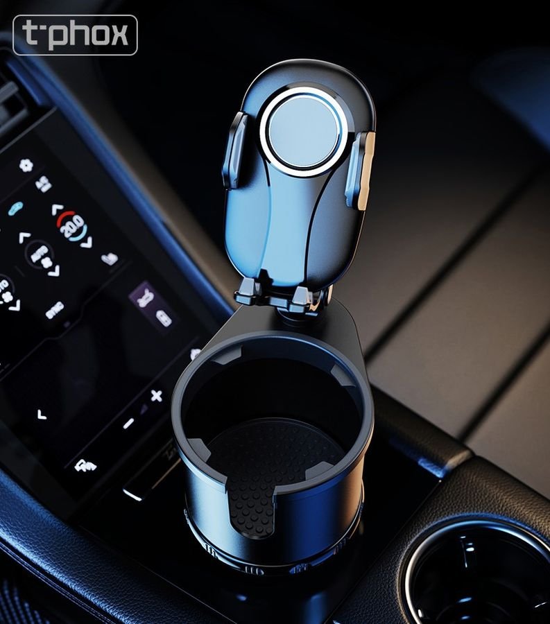 T-PHOX auto turētājs TH-07 ar krūžu turētāju melns