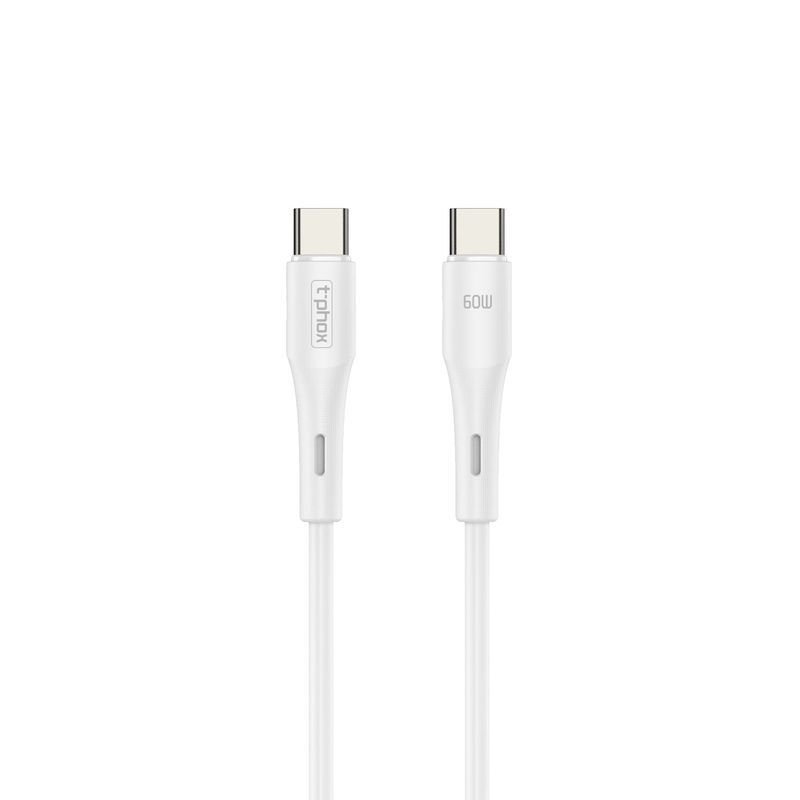 T-Phox kabelis Gentle USB-C/USB-C 60W 1M, balts