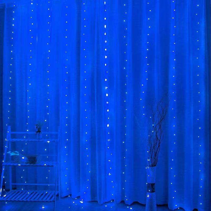 LED aizkars (300 LED LAMPS) 3Mx3M zils