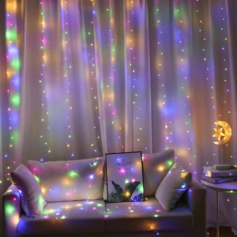 LED aizkars (300 LED LAMPS) 3Mx3M daudzkrāsains
