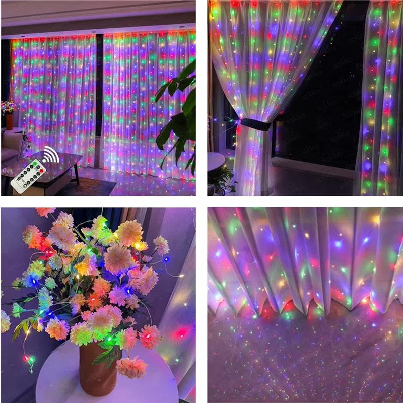 LED aizkars (300 LED LAMPS) 3Mx3M daudzkrāsains
