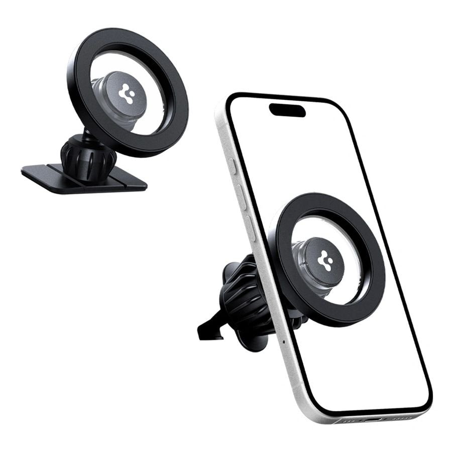 SPIGEN MFT13 MAGNĒTISKAIS MAGSAFE AUTO STIPRĪNĀJUMS UZ MĀRRU PANEĻA UN VENTILĀCIJAS ATVERES, MELNS