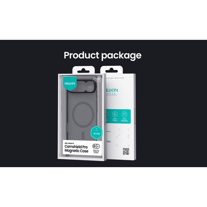 NILLKIN CAMSHIELD PRO MAGNETISKAIS IPHONE 17 AIR, CAURSPĪDĪGS MELNS