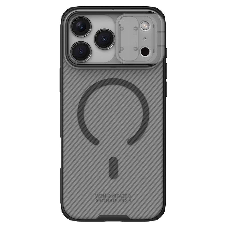 Nillkin Camshield Pro magnētiskais apvalks iPhone 17 Pro Max / 18 Pro Max, caurspīdīgs melns