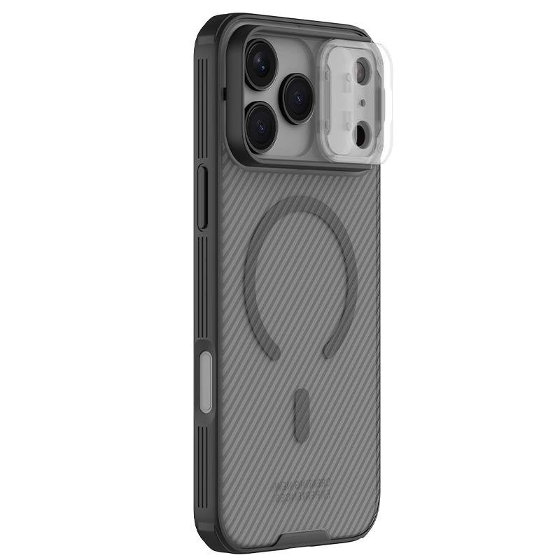 Nillkin Camshield Pro magnētiskais apvalks iPhone 17 Pro Max / 18 Pro Max, caurspīdīgs melns