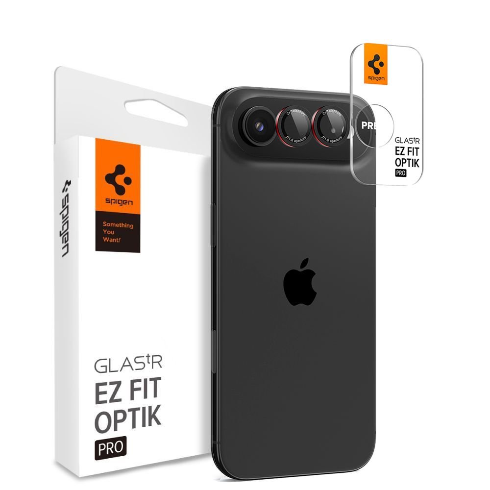 Spigen Optik Pro L sērijas Glas.Tr “Ez Fit” kameras aizsargi, 2 iepakojumā, iPhone 17 Air, melni