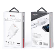 Yesido tīkla lādētājs YC32 PD 20W QC3.0 Usb-a+c, balts