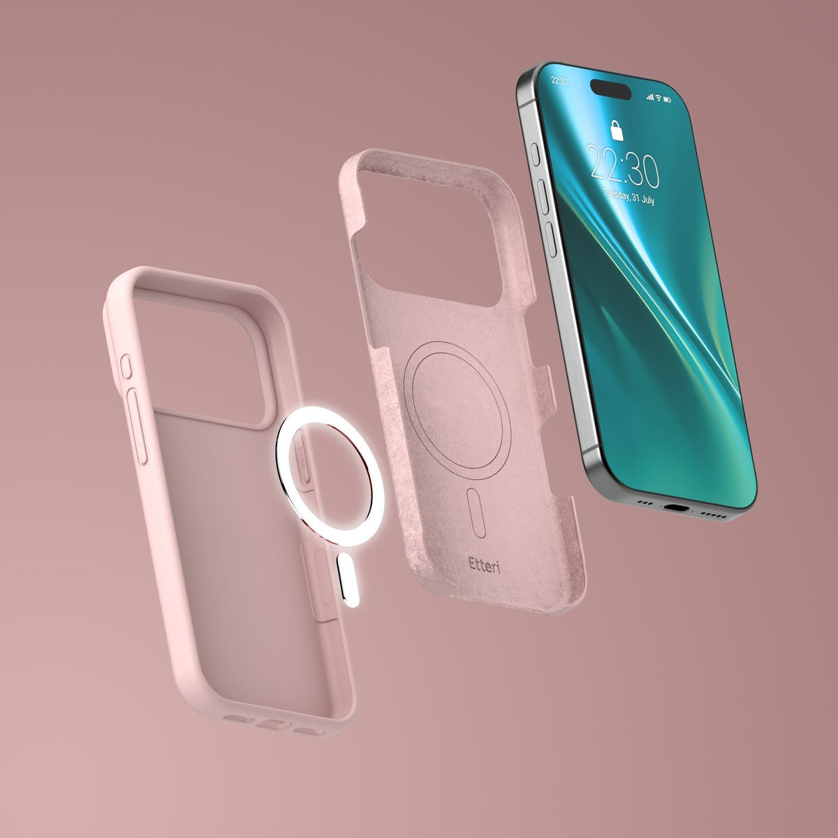Etteri silikona MagSafe vāciņš iPhone 17 Pro Max, gaiši rozā