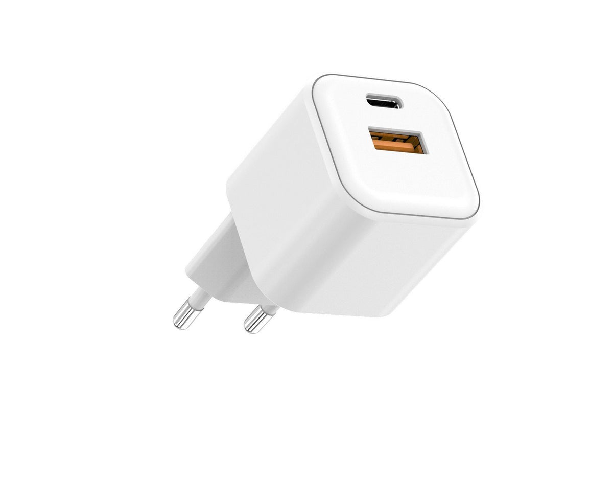 Setty tīkla lādētājs USB-A + USB-C 20W LSGaN-AC-200, balts