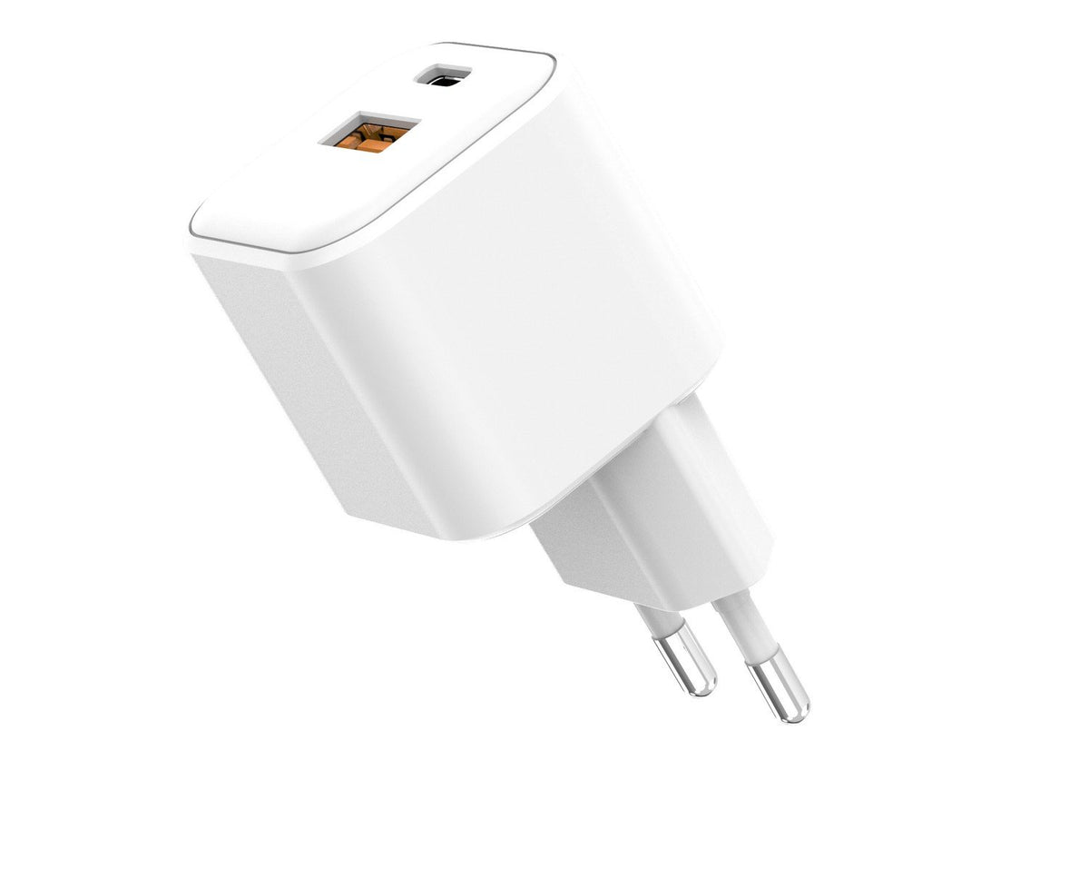 Setty tīkla lādētājs USB-A + USB-C 20W LSGaN-AC-200, balts