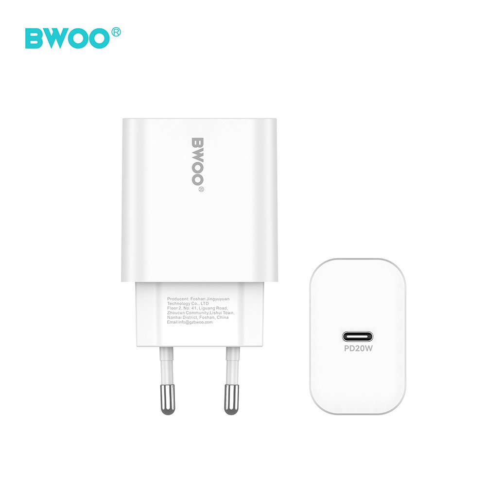 BWOO tīkla lādētājs CDA233 PD 20W 1x USB-C ar USB-C - USB-C kabeli, balts
