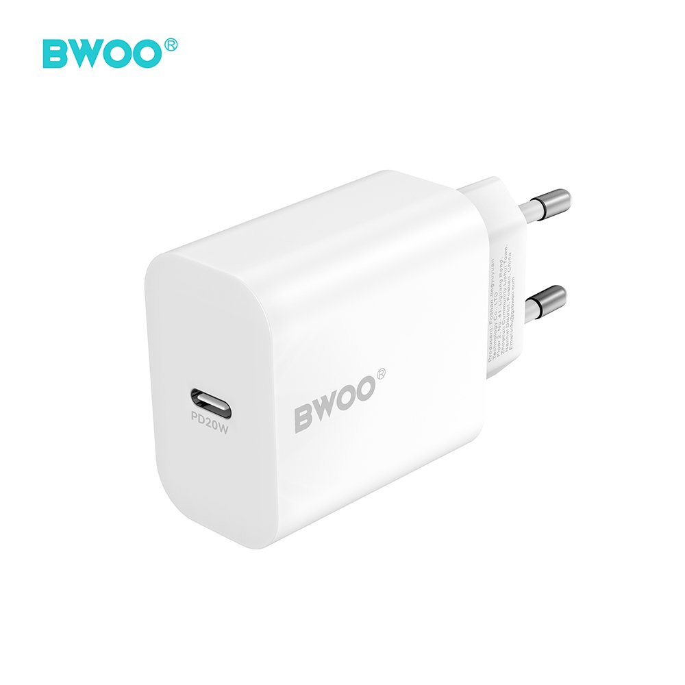 BWOO tīkla lādētājs CDA233 PD 20W 1x USB-C ar USB-C - Lightning kabeli, balts