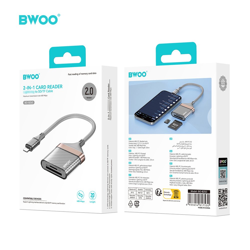 BWOO adapteris Lightning uz SD card / TF Card BZ63