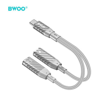 BWOO BZ68 2-in-1 adapteris USB-C – 2 USB-C pieslēgvietas, pelēks