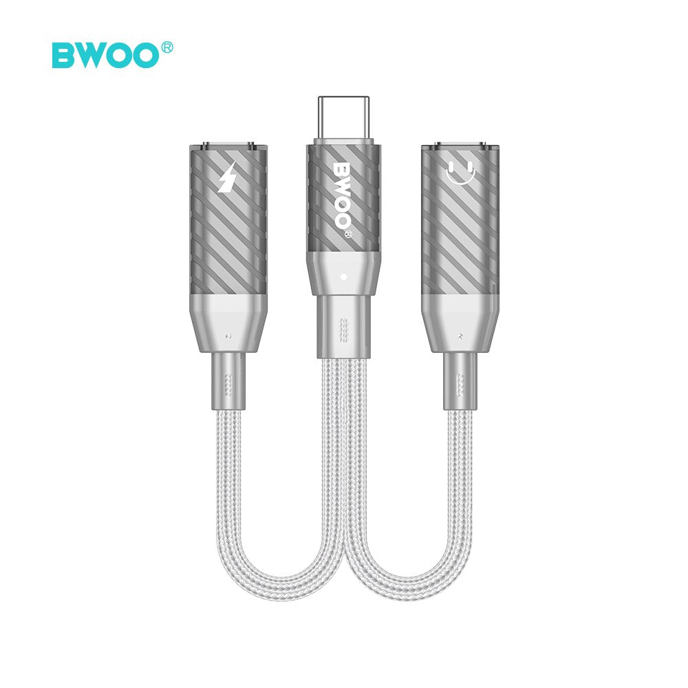 BWOO BZ68 2-in-1 adapteris USB-C – 2 USB-C pieslēgvietas, pelēks