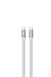 Devia Ultra3 USB-C PD 240 W metāla pīts plakans ātrās uzlādes kabelis 1,5 m, balts