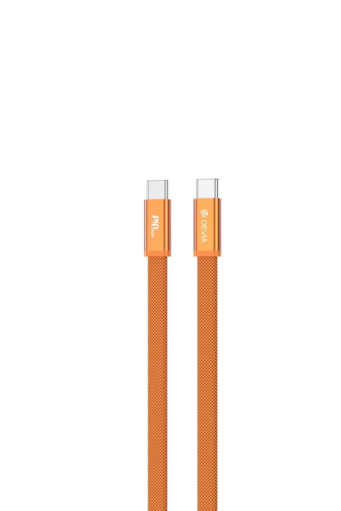 Devia Ultra3 USB-C PD 240 W metāla pīts plakans ātrās uzlādes kabelis 1,5 m oranžs