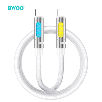 BWOO 240 W superātrs uzlādes datu kabelis ar RGB gaismu, balts X325C-C