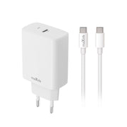 Maxlife MXTC-10-20C PD QC lādētājs ar 1 USB-C pieslēgvietu (20 W), balts + USB-C – USB-C kabelis (20 W)