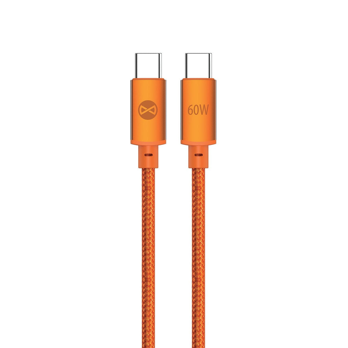 Forever Vibe USB-C – USB-C kabelis, 1,0 m, 60 W, oranžs