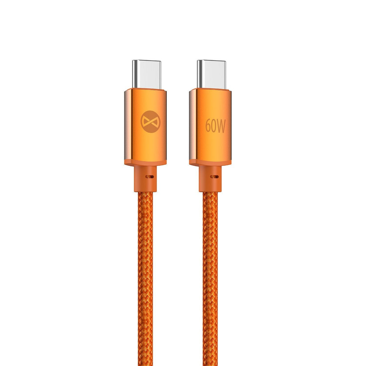 Forever Vibe USB-C – USB-C kabelis, 1,0 m, 60 W, oranžs