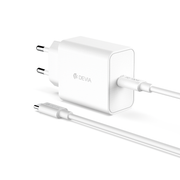 Devia tīkla lādētājs Rocket PD 45W 1x USB-C balts + kabelis USB-C - USB-C